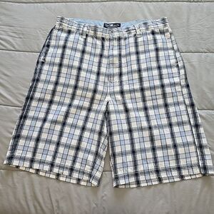 ECKO UNLTD Men's Dark and Light Blue Plaid Classic Relaxed Fit Cotton Shorts 38